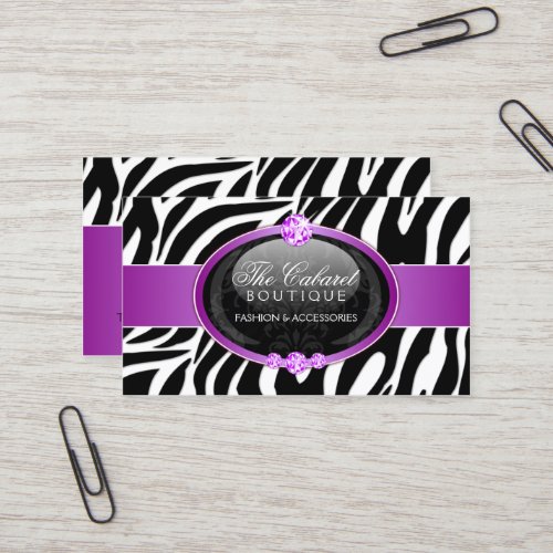 Elegant Zebra Fashion Jewelry Business Cards