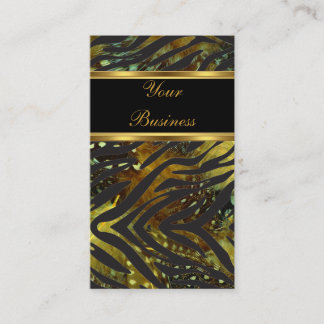 Elegant Zebra Gold Exotic Black Wild 2 Business Card