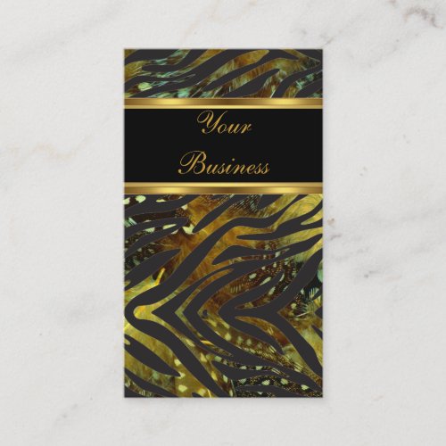 Elegant Zebra Gold Exotic Black Wild 2 Business Card