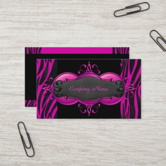 Elegant Zebra Hot Pink Black Boutique Card