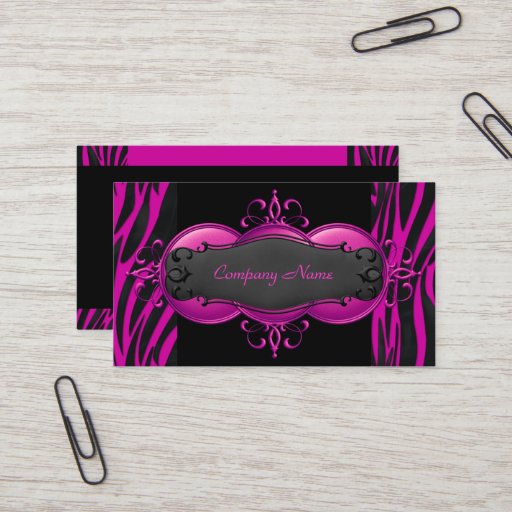Customizable Elegant Zebra Hot Pink Black Boutique Card Business Card