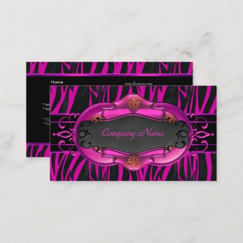 Elegant Zebra Hot Pink Black Boutique Card 4