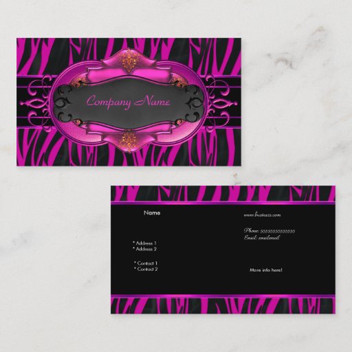 Customizable Elegant Zebra Hot Pink Black Boutique Card 4 Business Cards