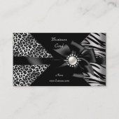 Elegant Zebra Leopard Black Diamond look Business Card (Front)