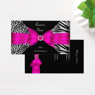 Pink Zebra Business Cards Templates Zazzle Elegant Zebra Leopard Black Hot Pink Business Card