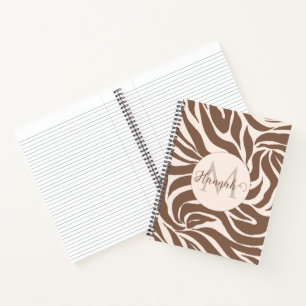 Elegant Zebra Mocha Pattern Notebook