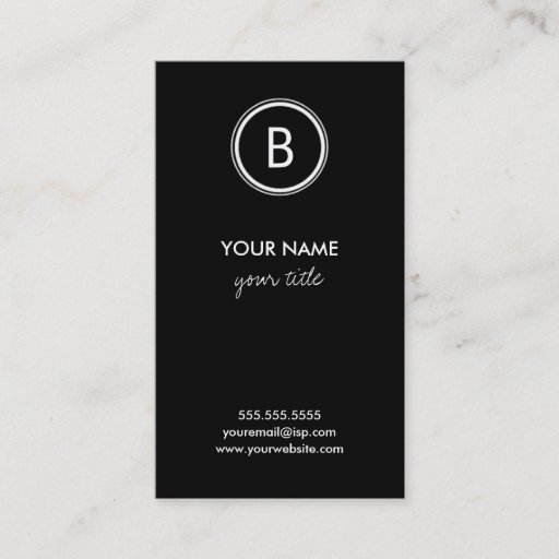 Customizable Elegant Zebra Monogram Business Cards