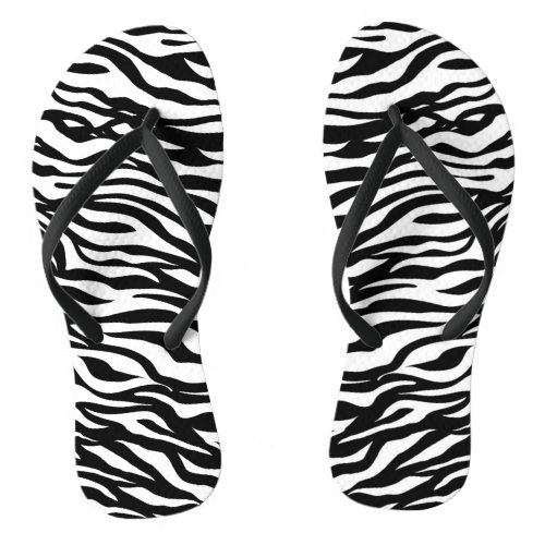 Elegant Zebra Pattern Black and White Flip Flops