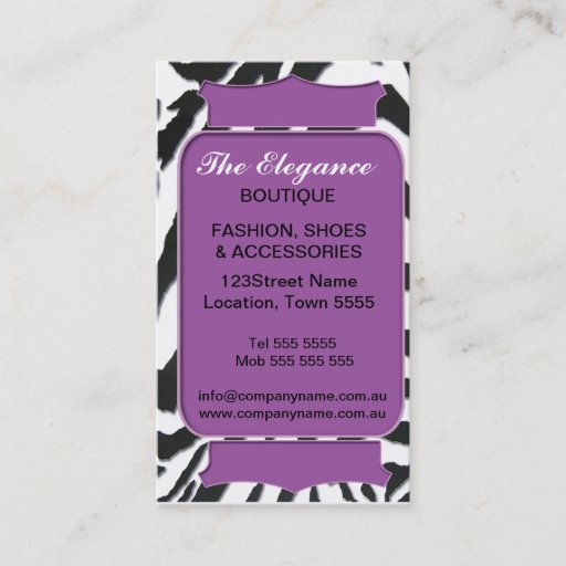 Customizable Elegant Zebra Pattern Business Card