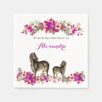 Elegant Zebra Pink Floral Baby Shower Party