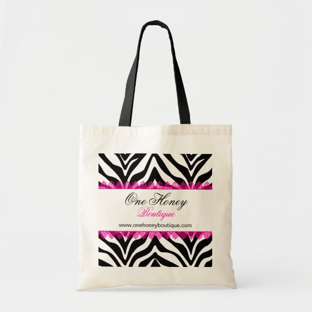 Elegant Zebra Print and Pink Lace Personalized Bag (Front)