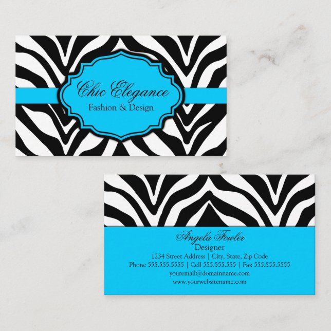 Elegant Zebra Print Business Card (Front/Back)
