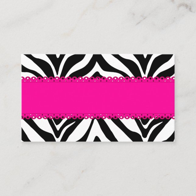 Elegant Zebra Print Custom Pink Place Card (Front)