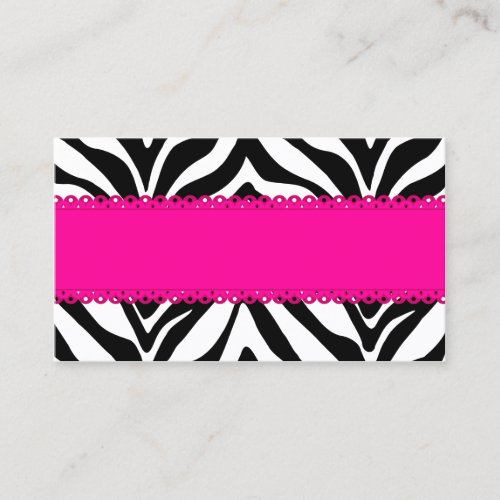 Elegant Zebra Print Custom Pink Place Cards Business Card Template
