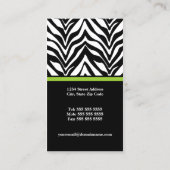 Elegant Zebra Print Monogram Business Card (Back)