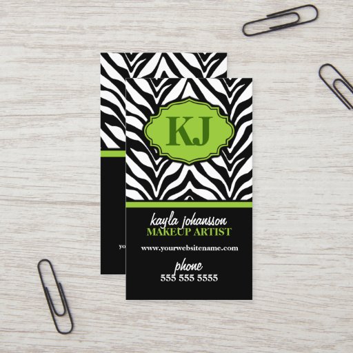 Customizable Elegant Zebra Print Monogram Business Cards
