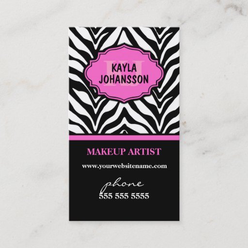 Customizable Elegant Zebra Print Monogram Business Cards