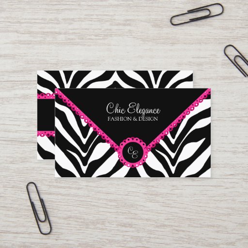 Customizable Elegant Zebra Print &amp; Pink Lace Business Cards