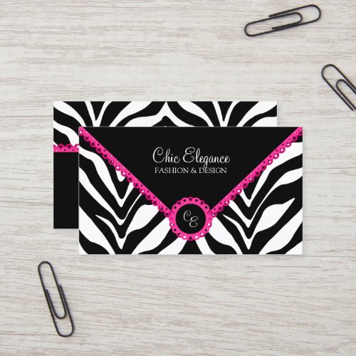 Elegant Zebra Print  Pink Lace Business Card