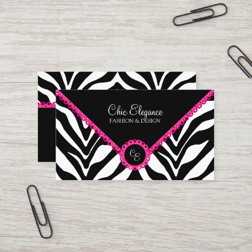Customizable Elegant Zebra Print &amp; Pink Lace Business Cards