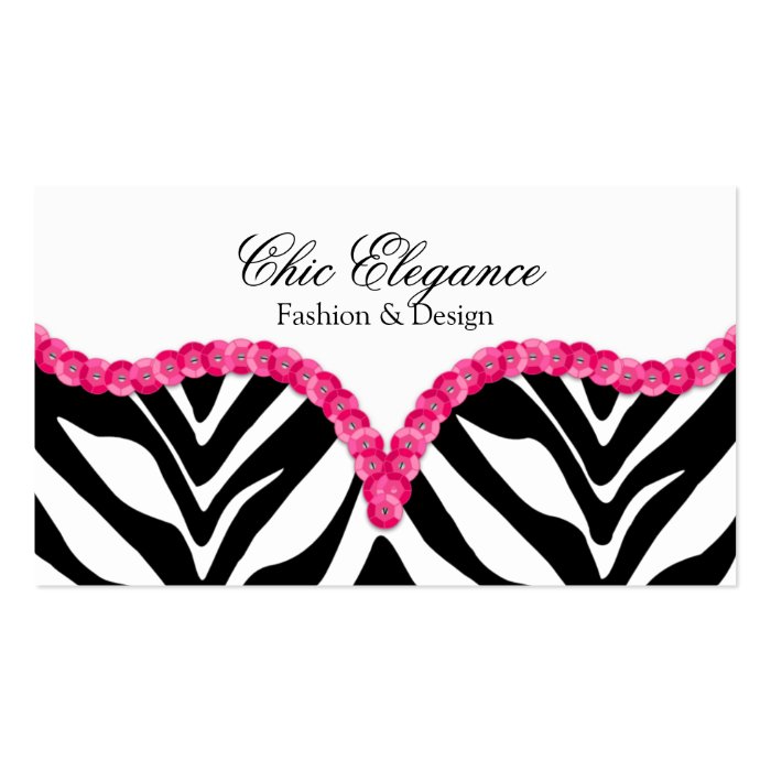 Elegant Zebra Print & Sequin Look Business Cards