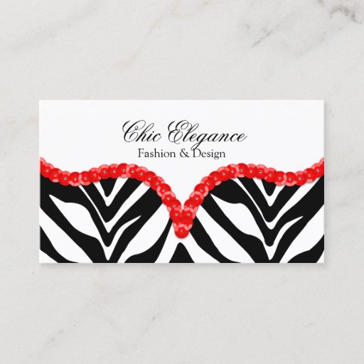 Customizable Elegant Zebra Print &amp; Sequins Look Business Cards