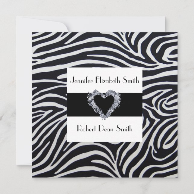 Elegant Zebra Stripe Wedding Invitation (Front)