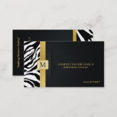 Elegant Zebra Stripes with Black and Gold Business Card (Front/Back)