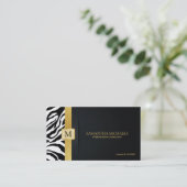 Elegant Zebra Stripes with Black and Gold Business Card (Standing Front)