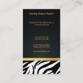Elegant Zebra Stripes with Black and Gold Business Card (Back)