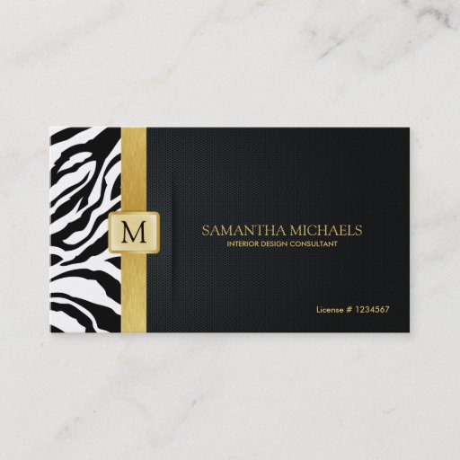 Customizable Elegant Zebra Stripes with Black and Gold Business Card