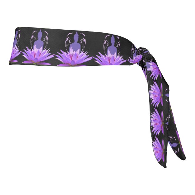 Elegant Zen Buddha Yoga Lotus Flower Meditation Tie Headband (Rotate 90)