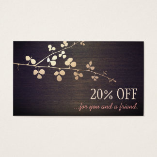 Elegant Zen Gold Branch Salon Customer Referral Business Card