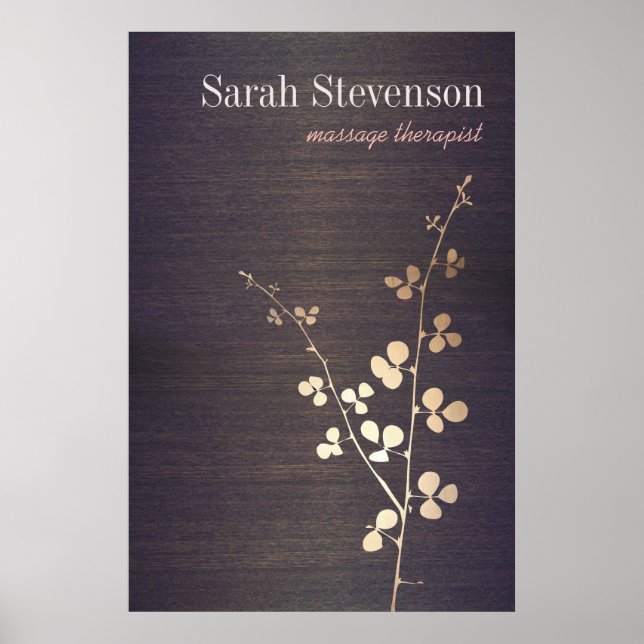 Elegant Zen Gold Branch Wood Nature Poster (Front)