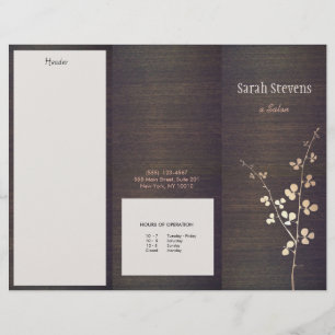 Elegant Zen Gold Branch Wood  Spa Trifold Brochure
