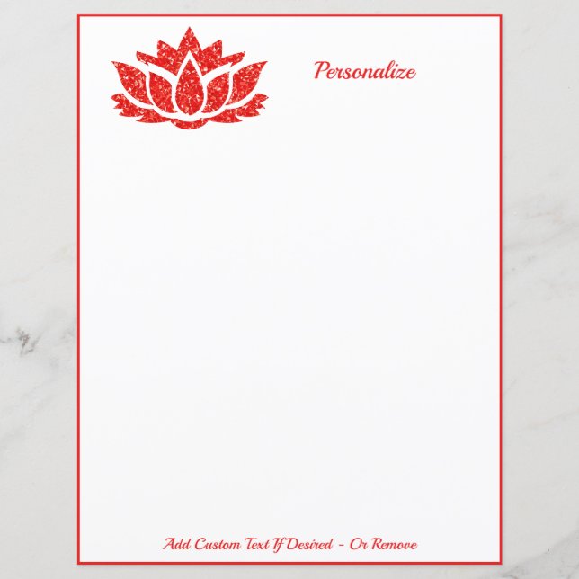 Elegant Zen Lotus Flower Yoga Meditation Red Gems (Front)