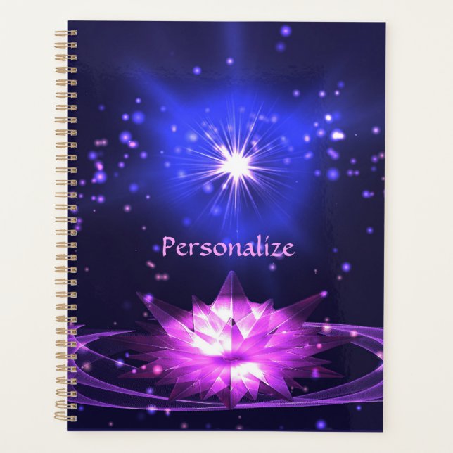 Elegant Zen Purple Crystal Lotus Flower  Planner (Front)