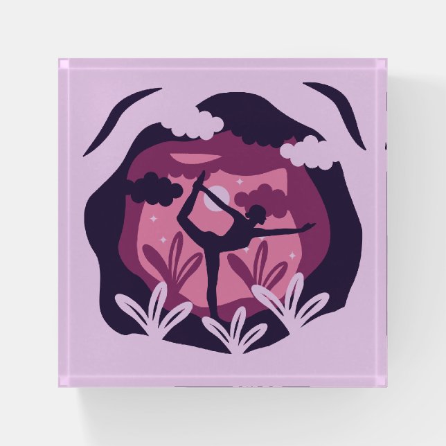 Elegant Zen Yoga Purple Meditation Namaste Paperweight (Front)
