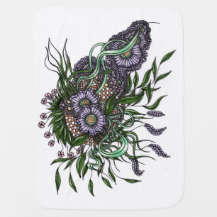 Elegant Zentangle Purple Floral Bouquet Soft Blank Baby Blanket