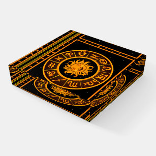 Elegant Zodiac Astrology Gold Home Office Desk Paperweight
