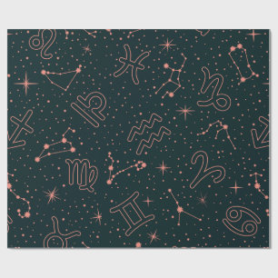 Elegant Zodiac Constellations & Astrology Symbols Wrapping Paper