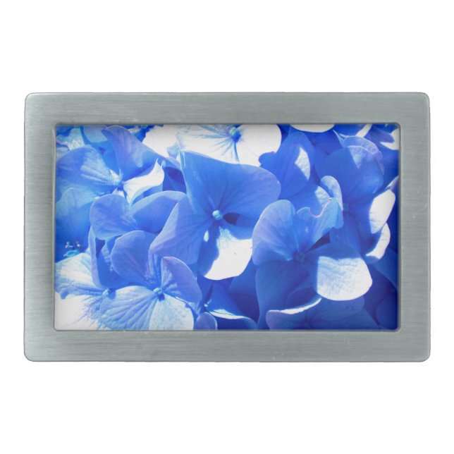 ElegantCobalt blue floral elegant hydrangeas  Rectangular Belt Buckle (Front)