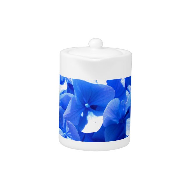 ElegantCobalt blue floral elegant hydrangeas  Teapot (Front)