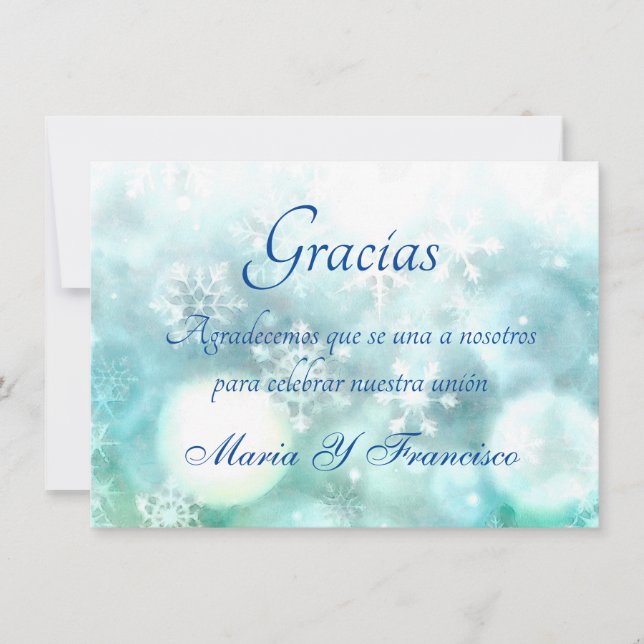 Elegante Acuarela Copo de Nieve Tarjeta de Gracias Thank You Card (Front)