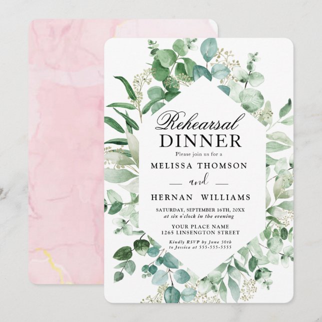 Elegante Autobús de Ensayos de Invitación de Cena Invitation (Front/Back)