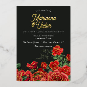 Elegante Boda de Rosas Foil Invitation