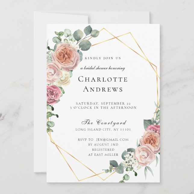Elegante Boho Pastel Bridal Shower  Invitation (Front)