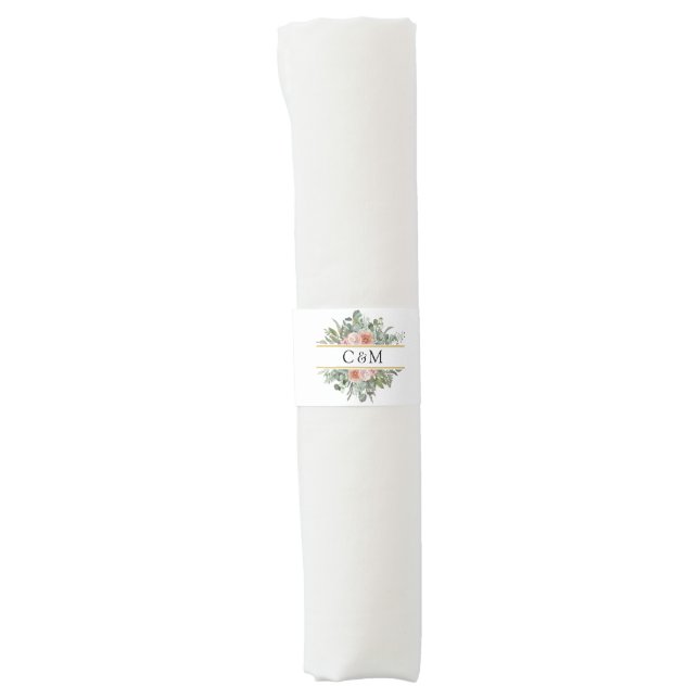 Elegante Boho Pastel Eucalyptus  Napkin Bands (Front)