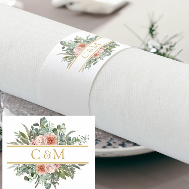 Elegante Boho Pastel Eucalyptus  Napkin Bands (Creator Uploaded)
