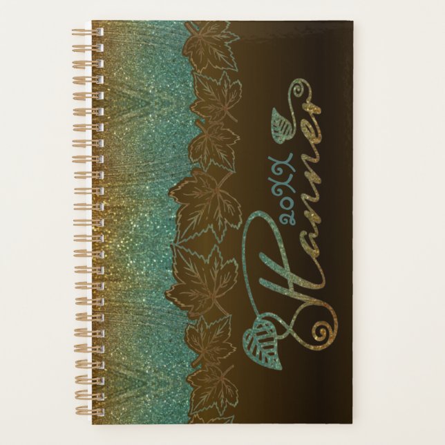 elegante con purpurina colo miel y turquesa planner (Front)